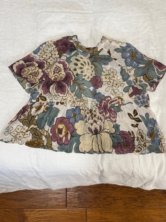 Zara Tops - Zara Cropped Floral Tie-Strap Top in Cream, Blue, Olive & Plum